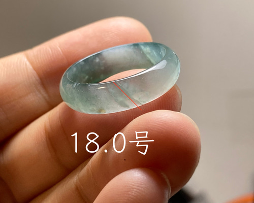 L16-43 氷種 18.0号 青緑 グアテマラ産 A貨 本翡翠 くりぬき リング