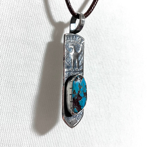 ロイストン ターコイズ ヴィンテージコイン フェザー シルバー