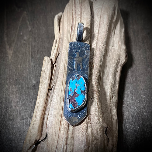 ロイストン ターコイズ ヴィンテージコイン フェザー シルバー