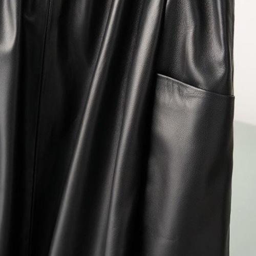 レディース高級 本革↑超ソフトなラムレザースカート黒☆ラムレザー