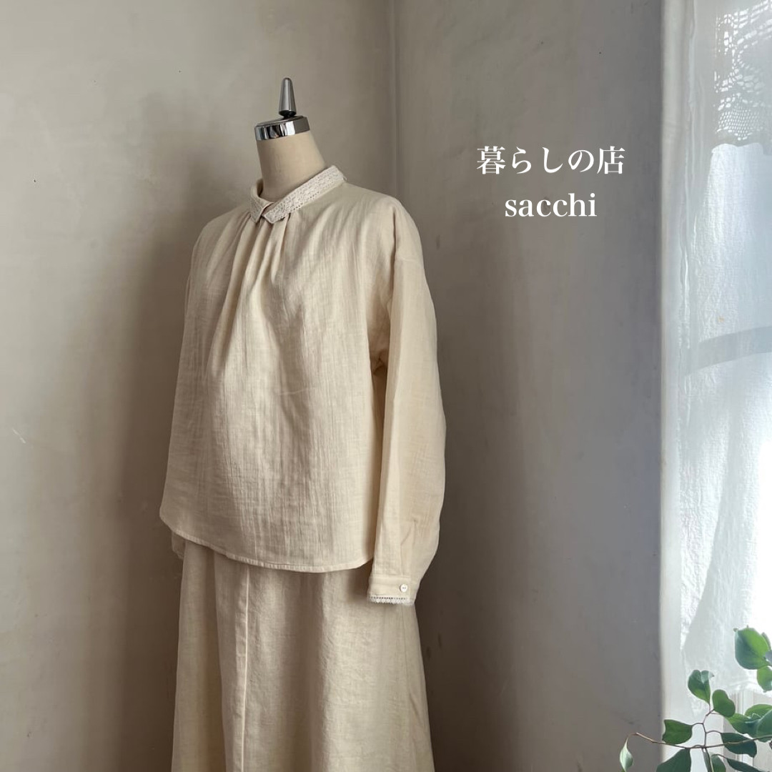 こかげシャツ コットン　スラブガーゼ　キナリ 　　＊暮らしの店sacchi＊