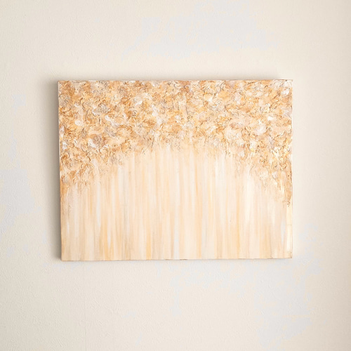 Shine through/抽象画 (P10)/アート/モダン/ホワイト/白/ゴールド/黄色