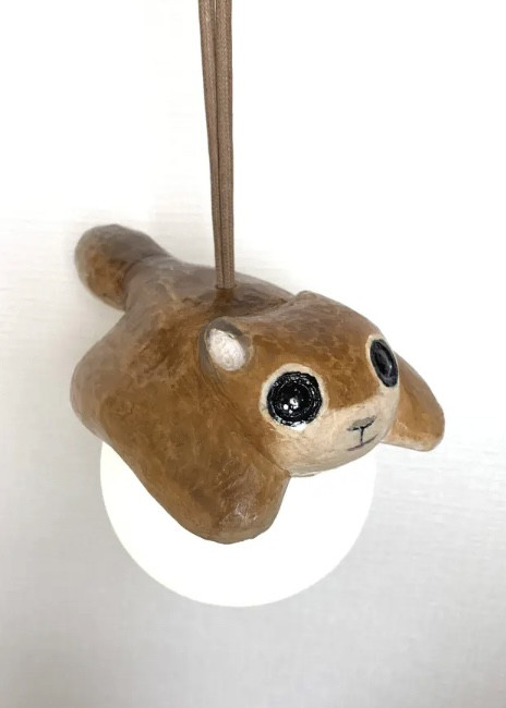 ももんのランプ　木彫り　モモンガ