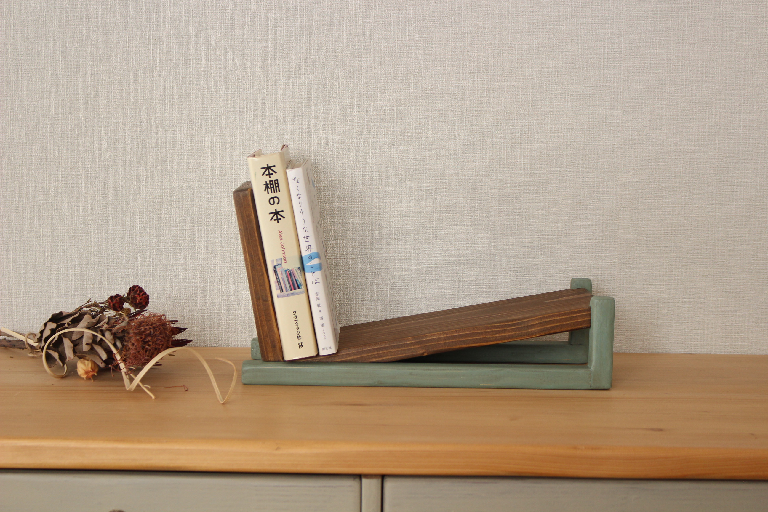 【新色】ブックスタンド（アンティークブルー）CDラック　アンティーク調