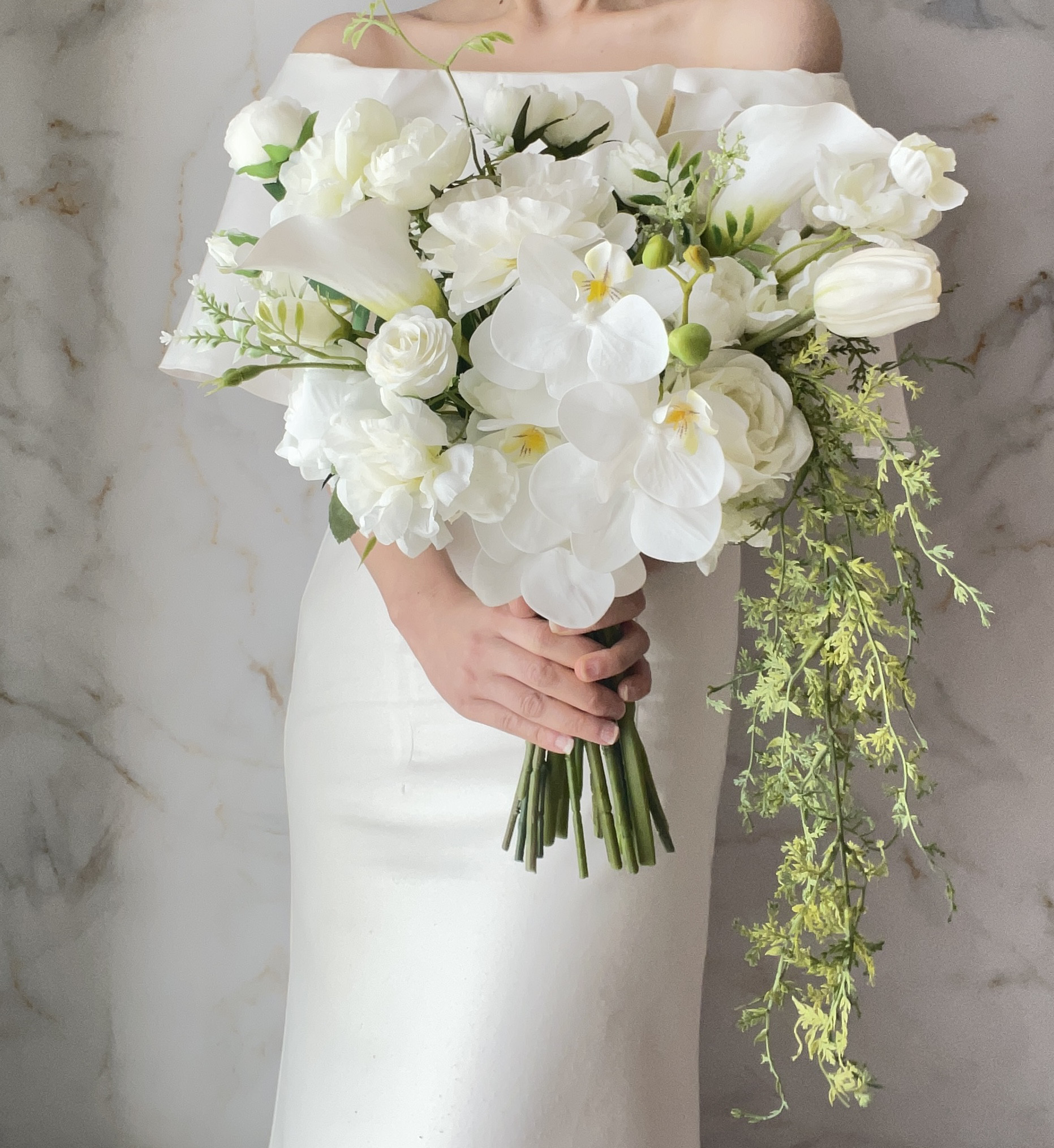 ナチュラルブーケ　前撮り　造花ブーケ　ホワイト　ナチュラル　高級造花　アーティフィシャルフラワーブーケ　結婚式