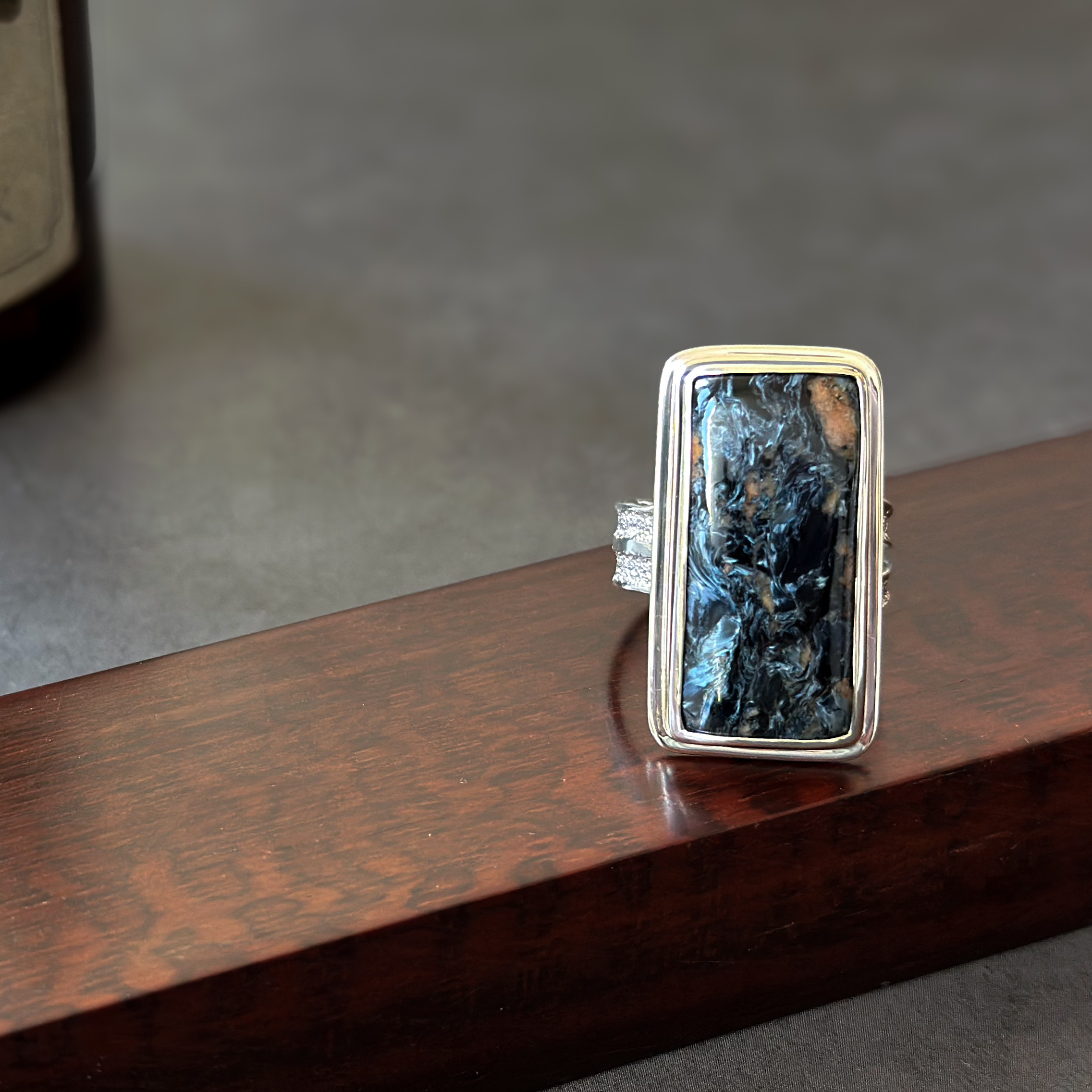 嵐の石｜ピーターサイトの大粒リング／一点もの*17号*sv925*&LEON