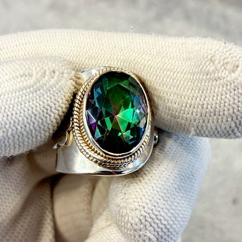 シルバー925 リング ミスティクトパーズ 14号 15号 16号 17号 18号 19号 サイズ調整可能 指輪