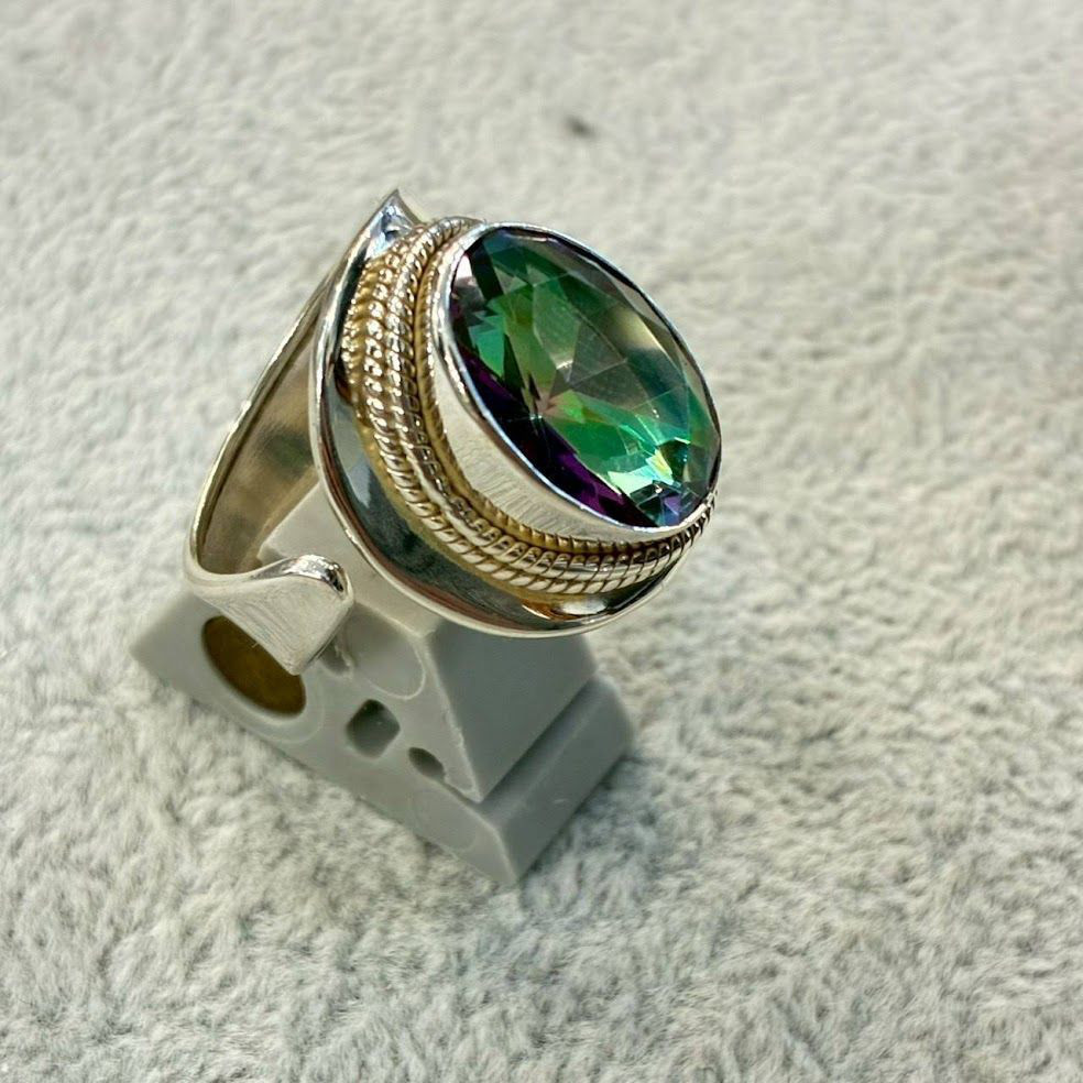 シルバー925 リング ミスティクトパーズ 14号 15号 16号 17号 18号 19号 サイズ調整可能 指輪