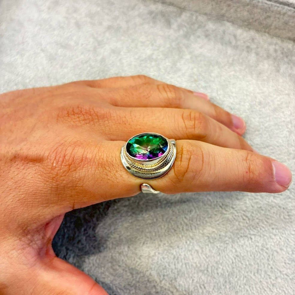 シルバー925 リング ミスティクトパーズ 14号 15号 16号 17号 18号 19号 サイズ調整可能 指輪