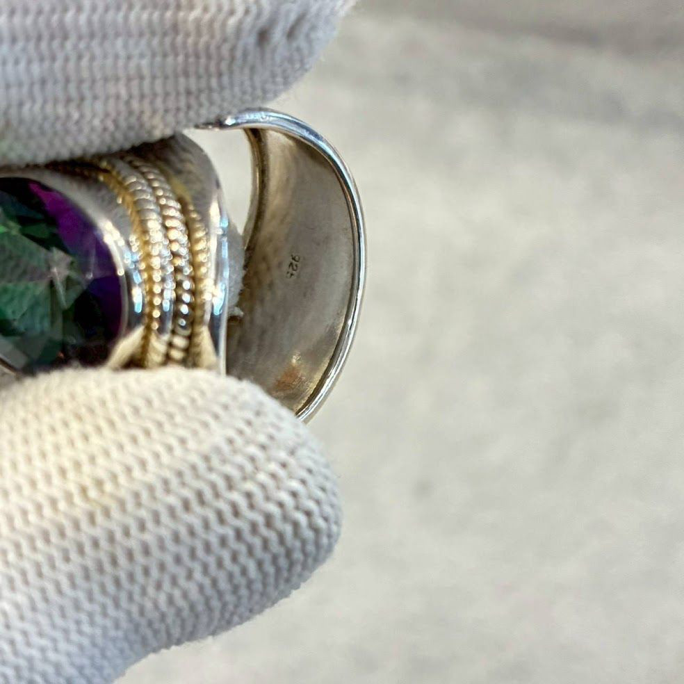 シルバー925 リング ミスティクトパーズ 14号 15号 16号 17号 18号 19号 サイズ調整可能 指輪