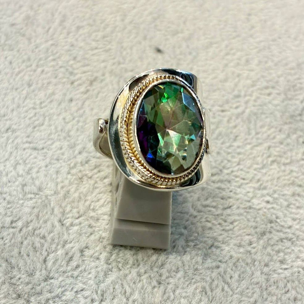 シルバー925 リング ミスティクトパーズ 14号 15号 16号 17号 18号 19号 サイズ調整可能 指輪