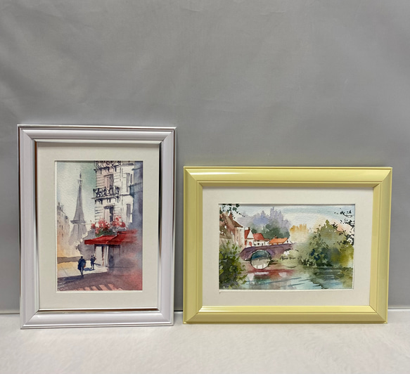 あー135）原画絵葉書2枚セット 水彩画 風景画 ミニ絵 ウォール