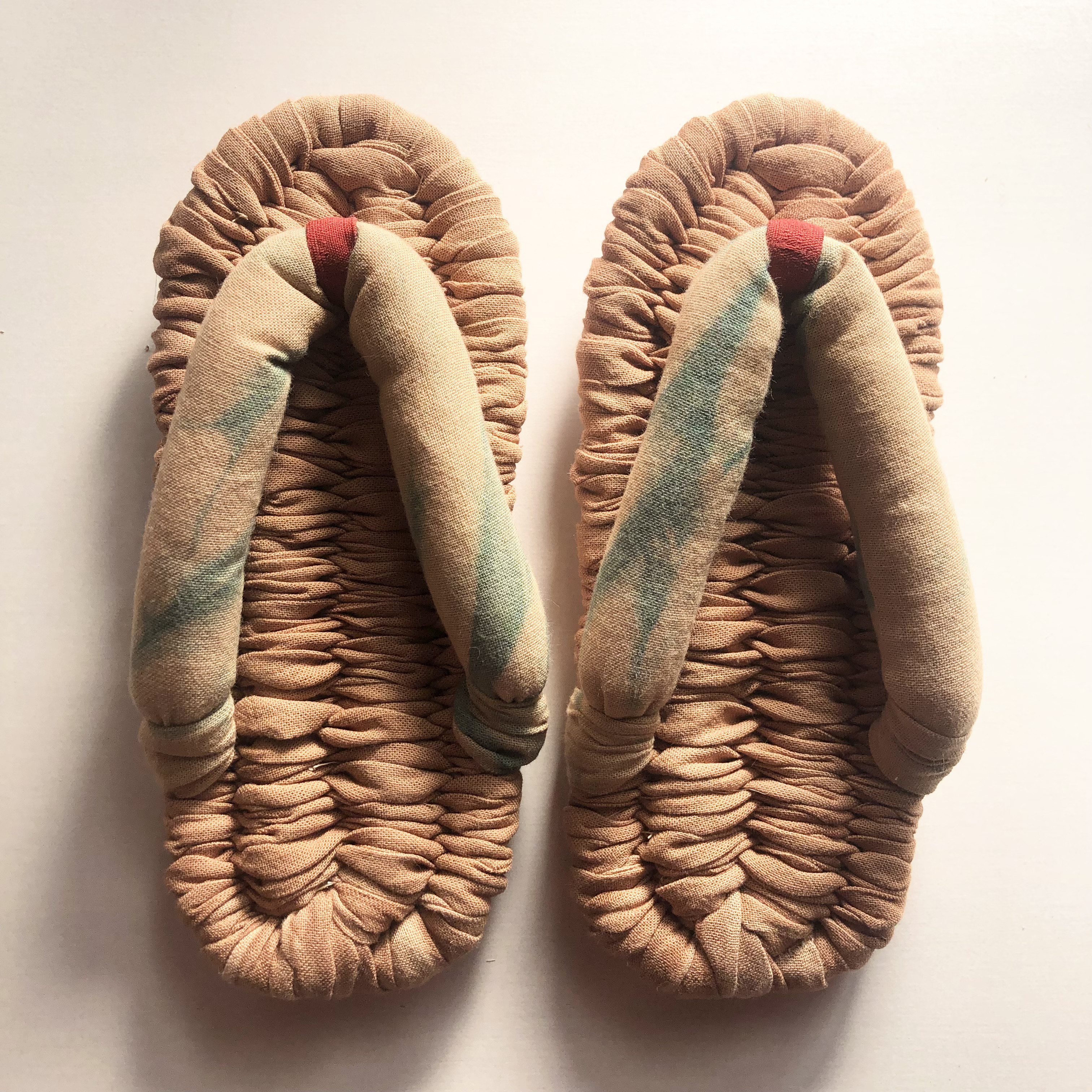 S天然素材だけで作った柿渋布ぞうり(20.5〜22cm) /ルームシューズ/柿渋染と正藍染/雪駄