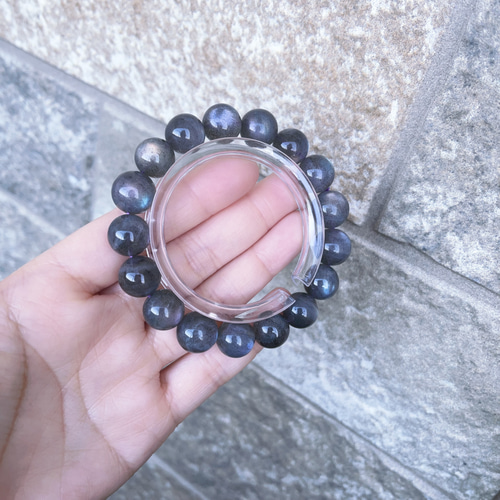 セール　一点物　天然石　ハンドメイドブレス　ラブラドライト 天然無処理 ラブラドライト ブレスレット No 46 ブレスレット 天然石屋