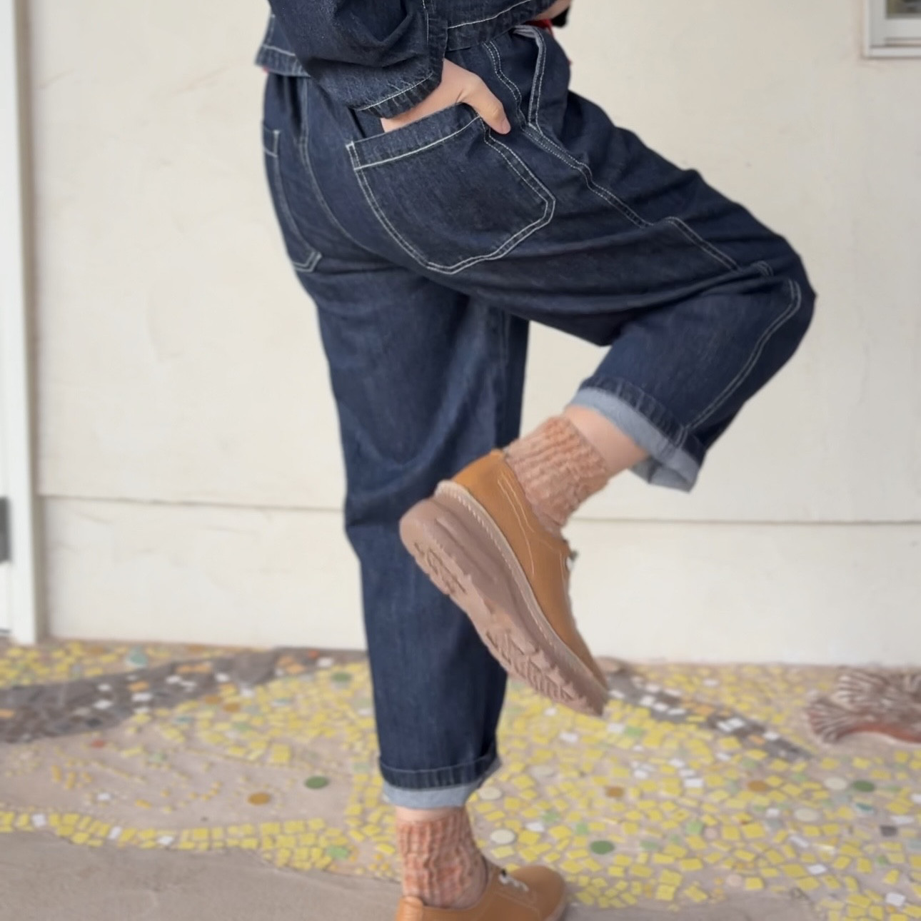 9オンス デニムデニムタックパンツ