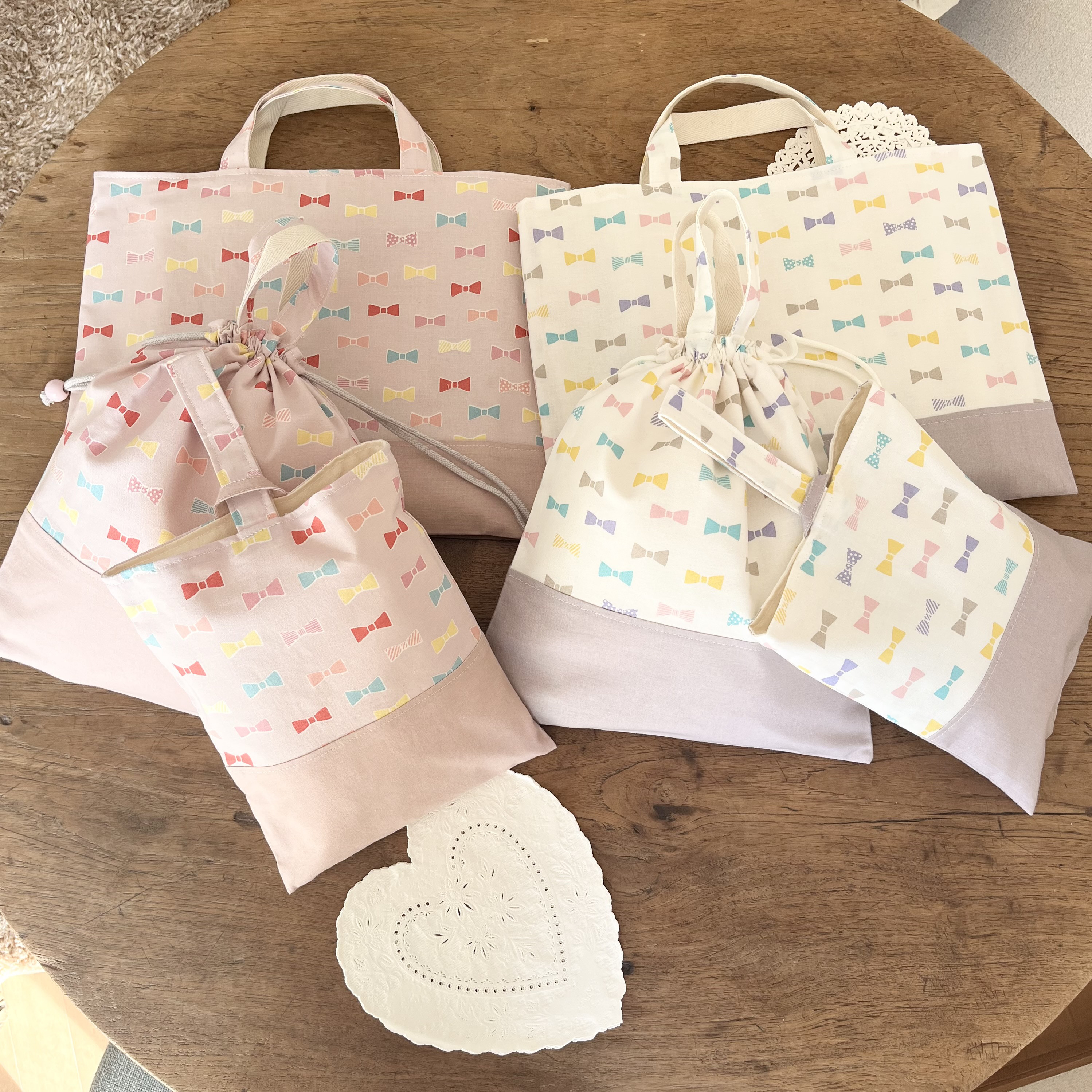 入園入学【豪華フルスペック】世界にひとつ。清楚なリボン柄3点セット♡選べるカスタマイズ◇女の子