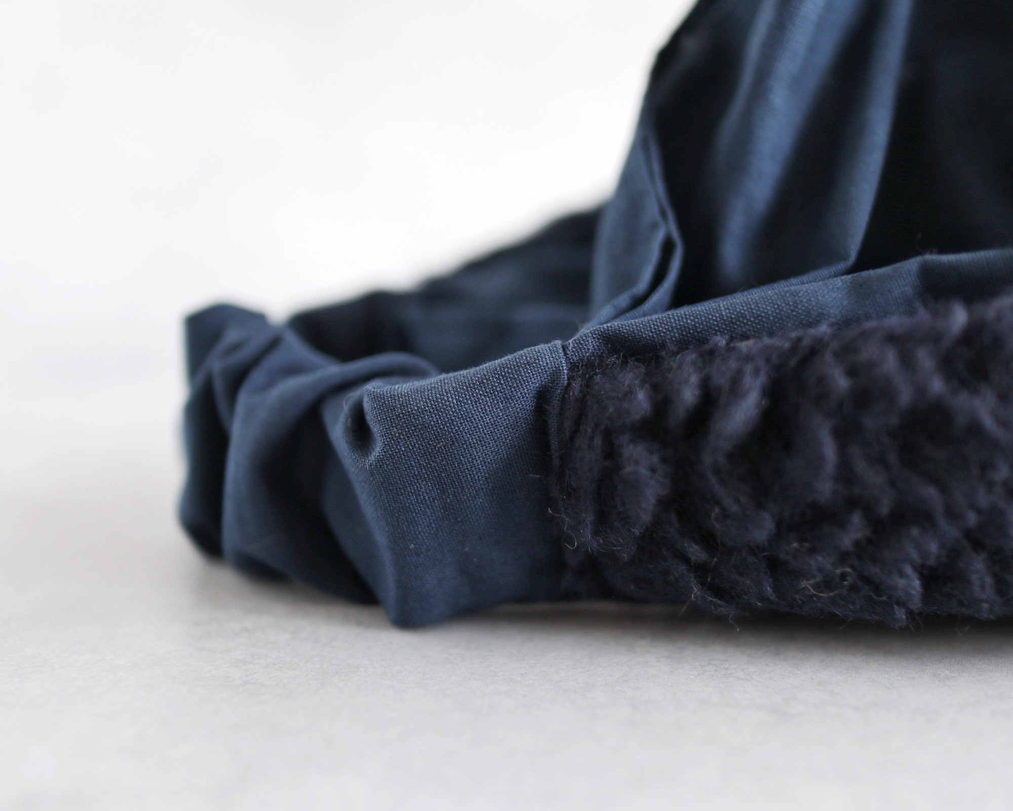 イタリア製 上質ボアのヘアターバン（ネイビー）