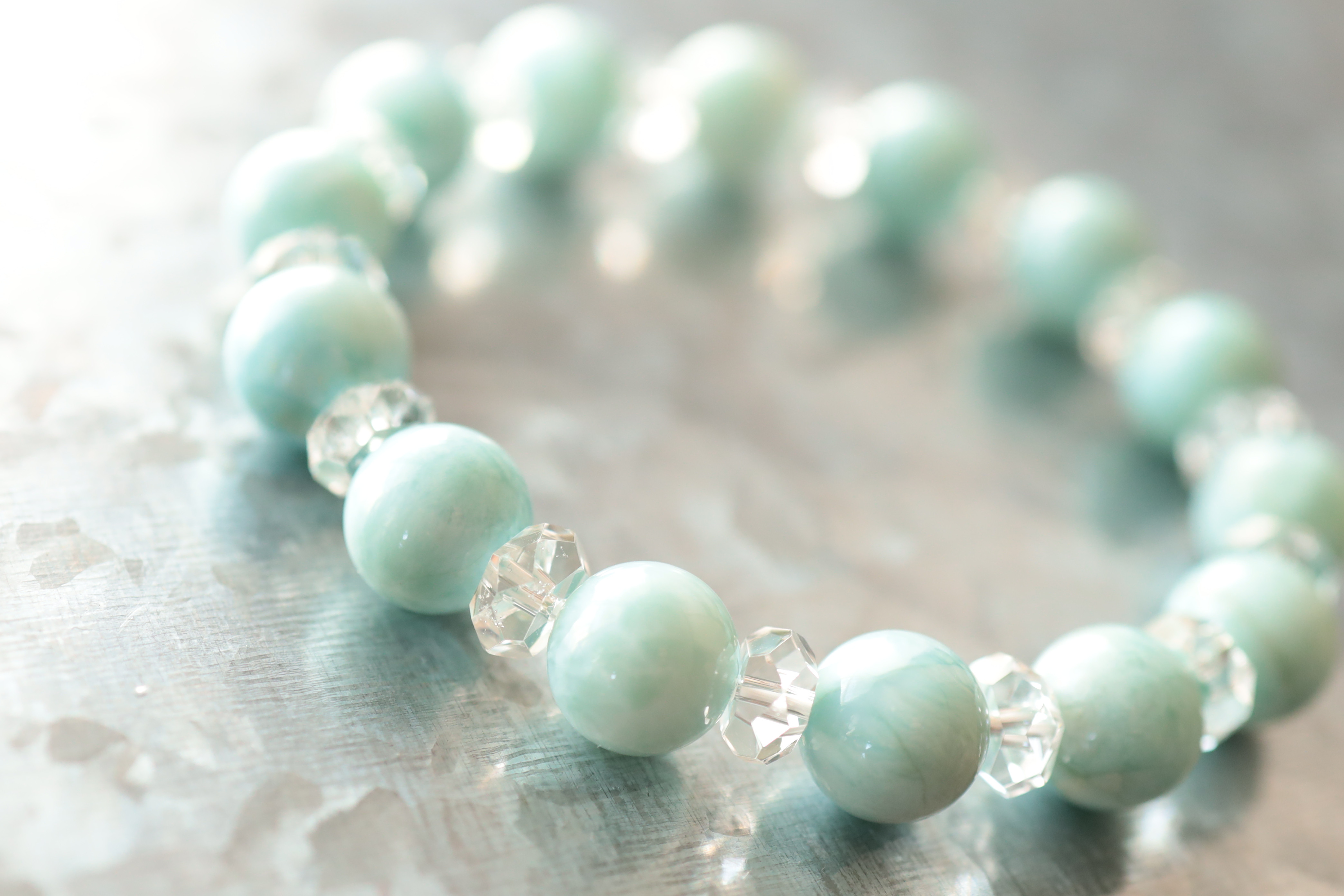 …☆スーパープレミアムブレス☆…☆ラリマー：10ミリ＆水晶☆…☆天然石ブレスレット☆…