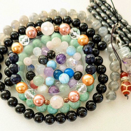 ✿資材天然石まとめ連売り粒売りアソートセット 天然石 グリーン