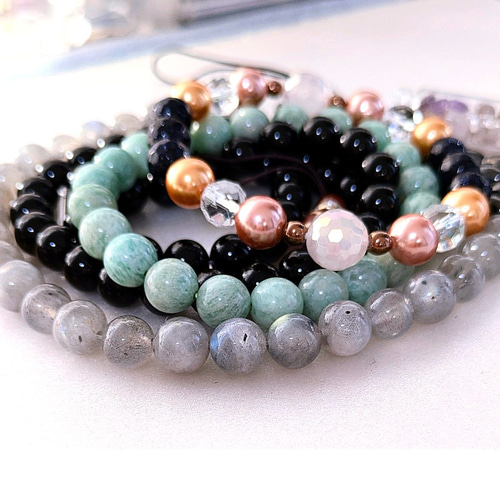 ✿資材天然石まとめ連売り粒売りアソートセット 天然石 グリーン