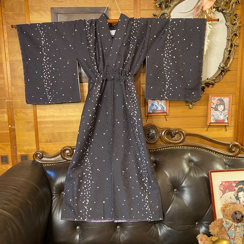 着物リメイク ワンピース／ドレス／洗える化繊 名古屋帯 葡萄の誘惑