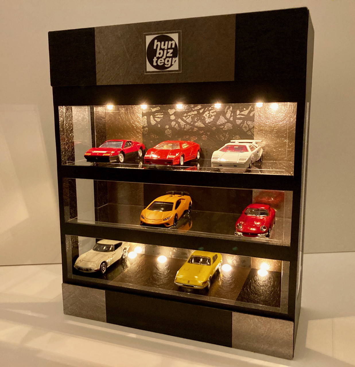 1/64展示仕様・BK&BS・3層式ディスプレーBOX/LED照明・ネオガレージ・トミカ、京商、ホットウィールなどに