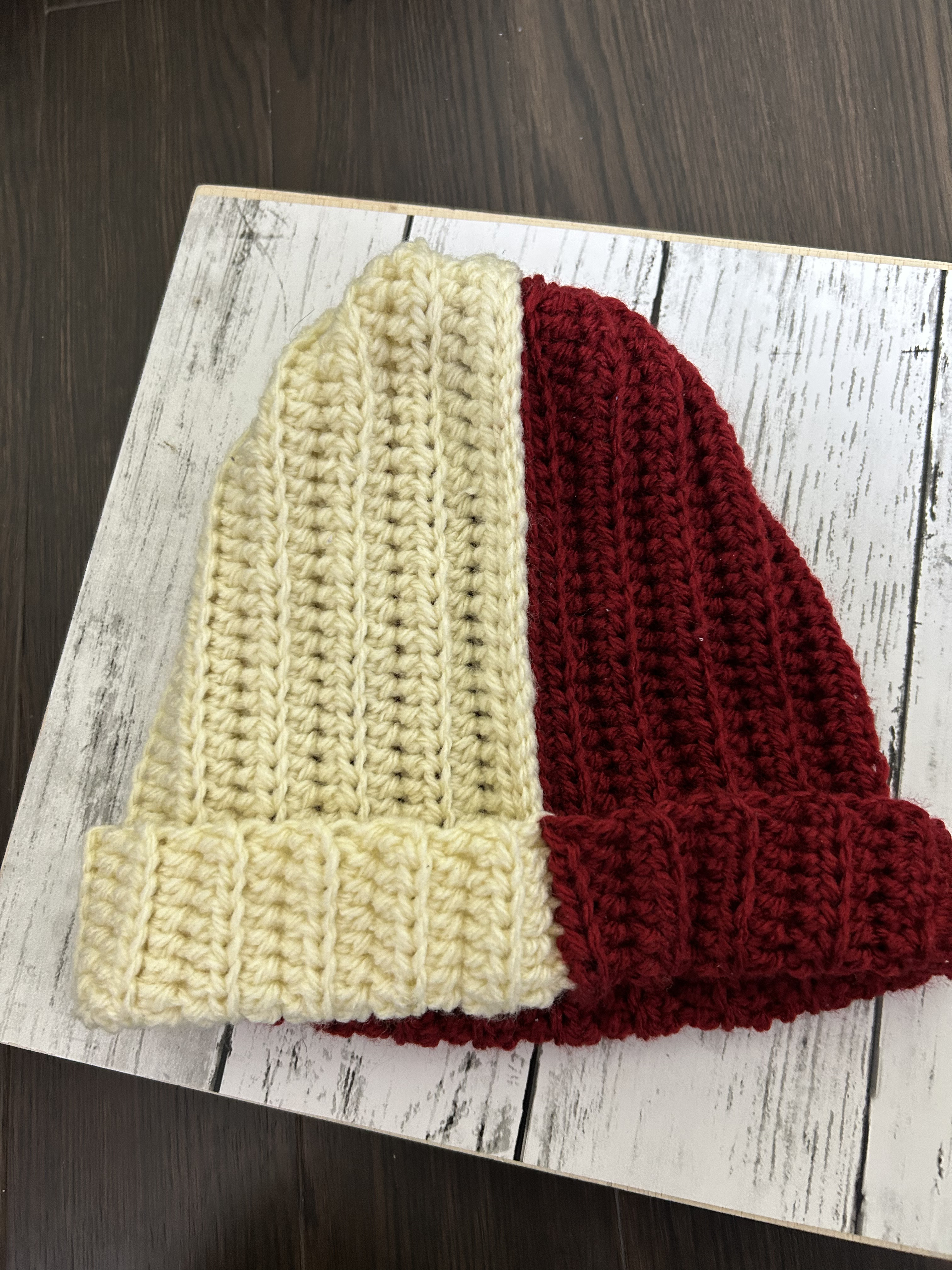 ツートン　ニット帽　北欧ナチュラル　赤&アイボリー