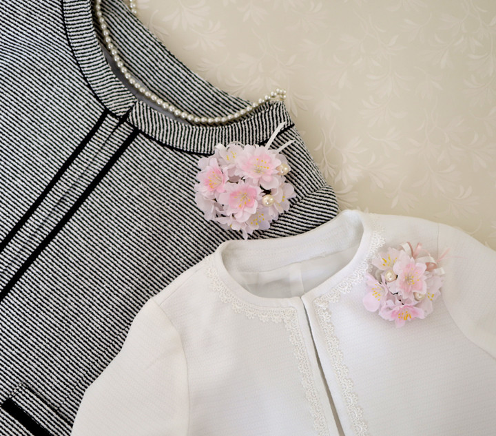 新作＊春をまとう八重桜＊ママと女の子の親子コサージュ2個セット*大人フォーマル2026*入園入学2026