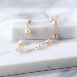 淡紅（うすべに）― 淡水パール×ローズクォーツ ステーション