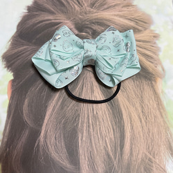 リボン ヘアゴム ヘアアクセサリー ハンドメイド 水色 2つセット 使い