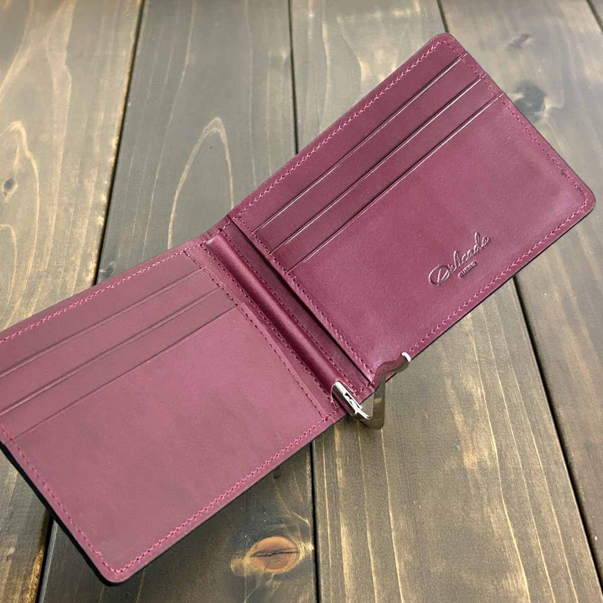 クロコダイル マネークリップ ブラック × ワイン