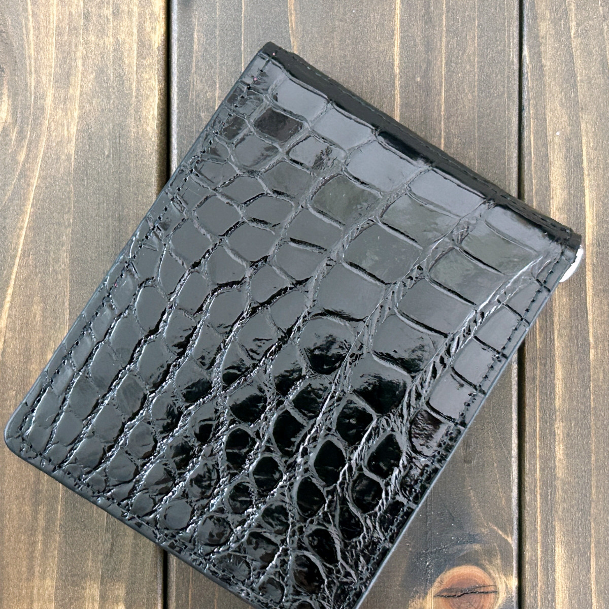 クロコダイル マネークリップ ブラック × ワイン