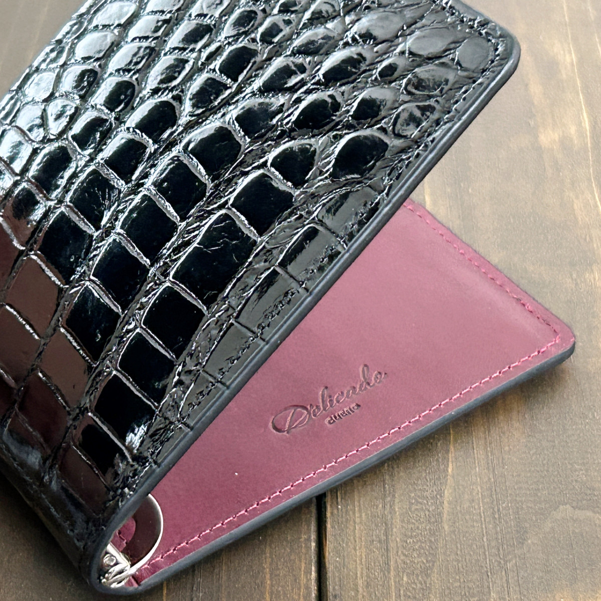 クロコダイル マネークリップ ブラック × ワイン