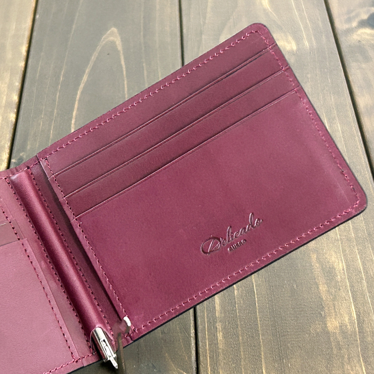 クロコダイル マネークリップ ブラック × ワイン