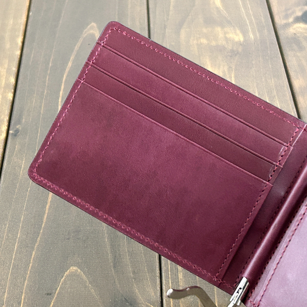 クロコダイル マネークリップ ブラック × ワイン