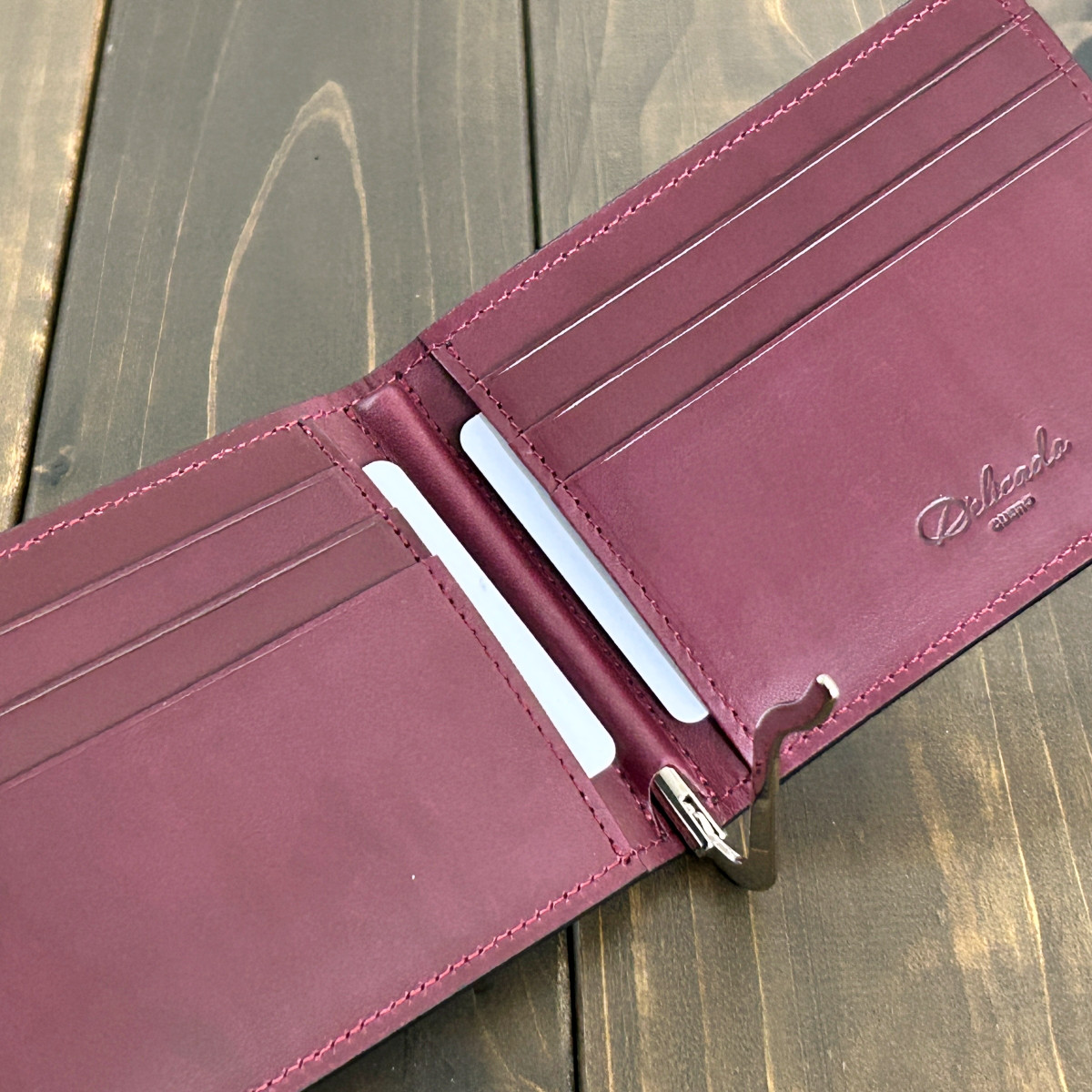 クロコダイル マネークリップ ブラック × ワイン