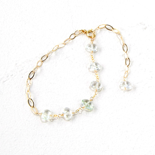 プラジオライト ファセット・ロンデル ステーションブレスレット 14kgf