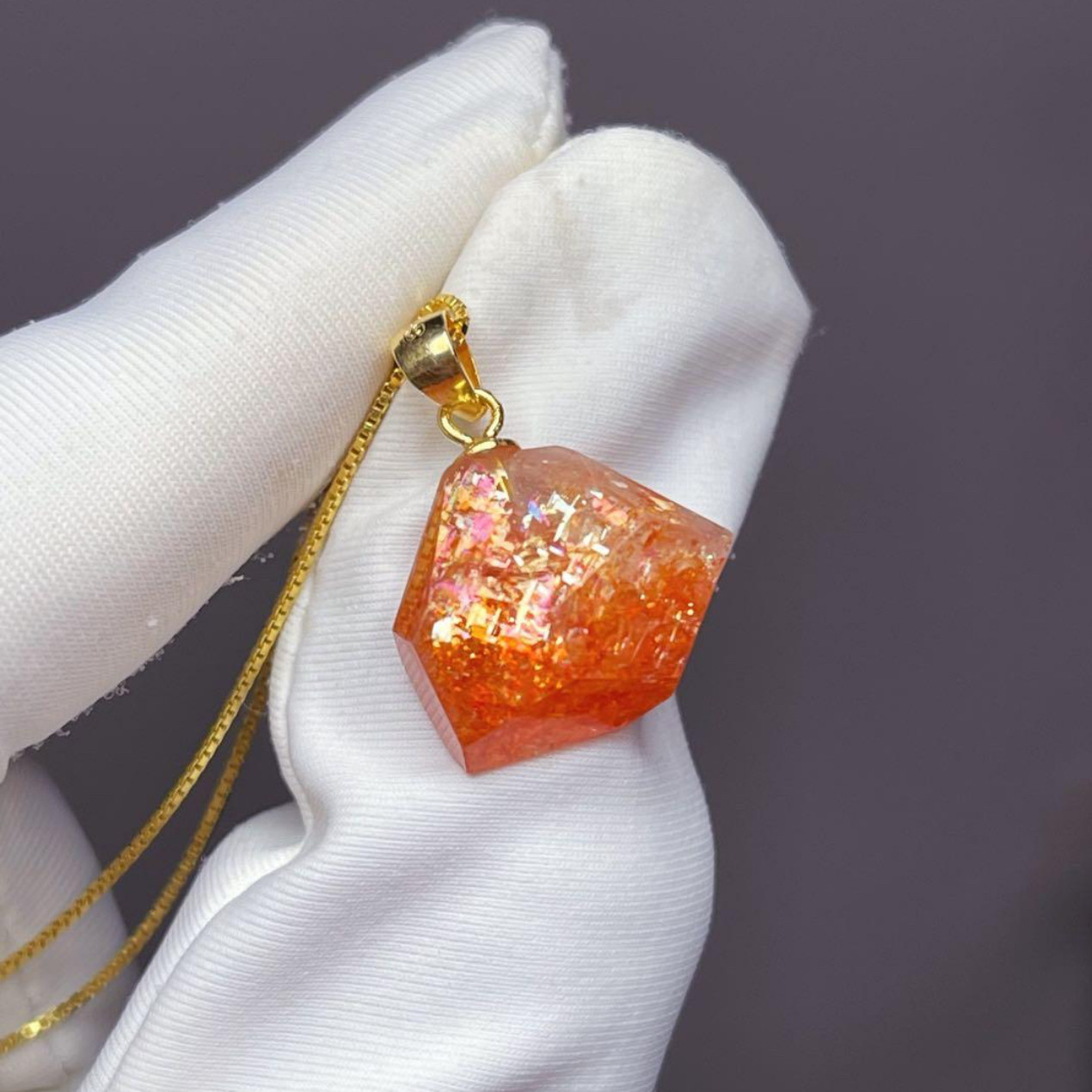 天然石★純銀製♡太陽の石♡極上サンストーン♡シラー超抜群♡S925ネックレス