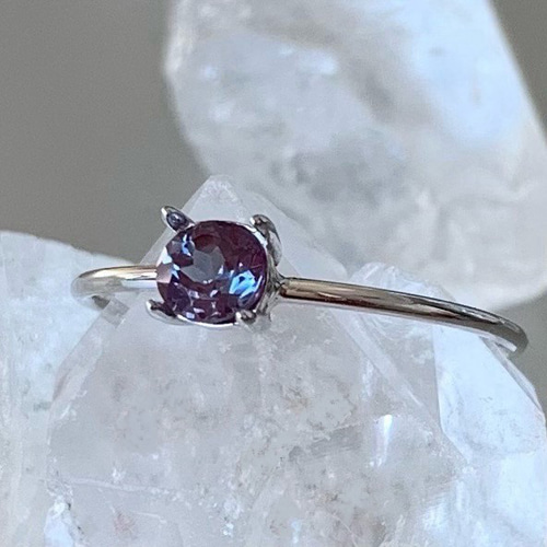 アレキサンドライト リング 4mm silver925 刻印入り 6月の誕生石