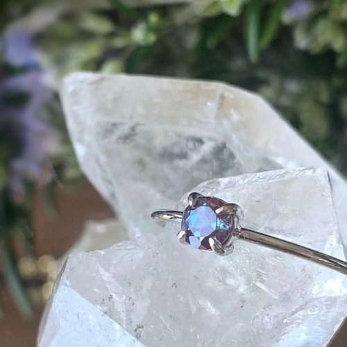 アレキサンドライト リング 4mm silver925 刻印入り 6月の誕生石