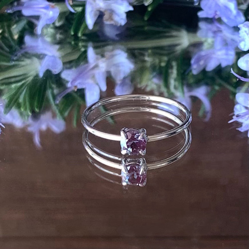 アレキサンドライト リング 4mm silver925 刻印入り 6月の誕生石