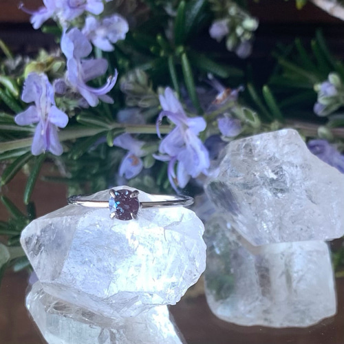 アレキサンドライト リング 4mm silver925 刻印入り 6月の誕生石