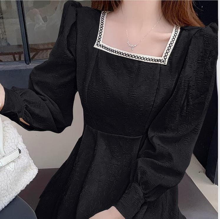 【大きいサイズ有】 レディース ワンピース　スクエアネック　春 秋冬 新品 長袖