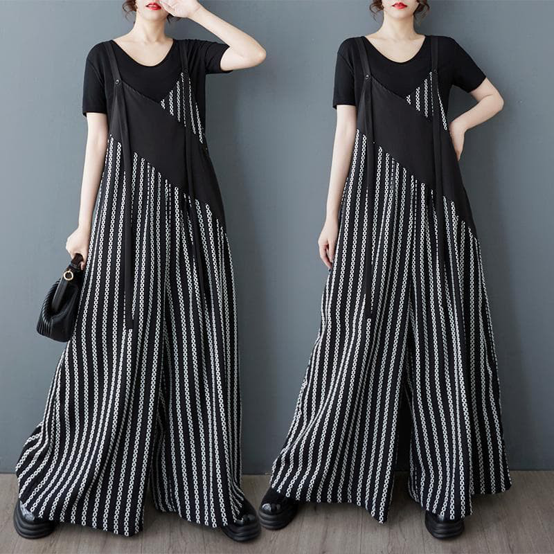 大きいサイズ サロペット　パンツ　レディース 春夏　 新品 　ストライプ