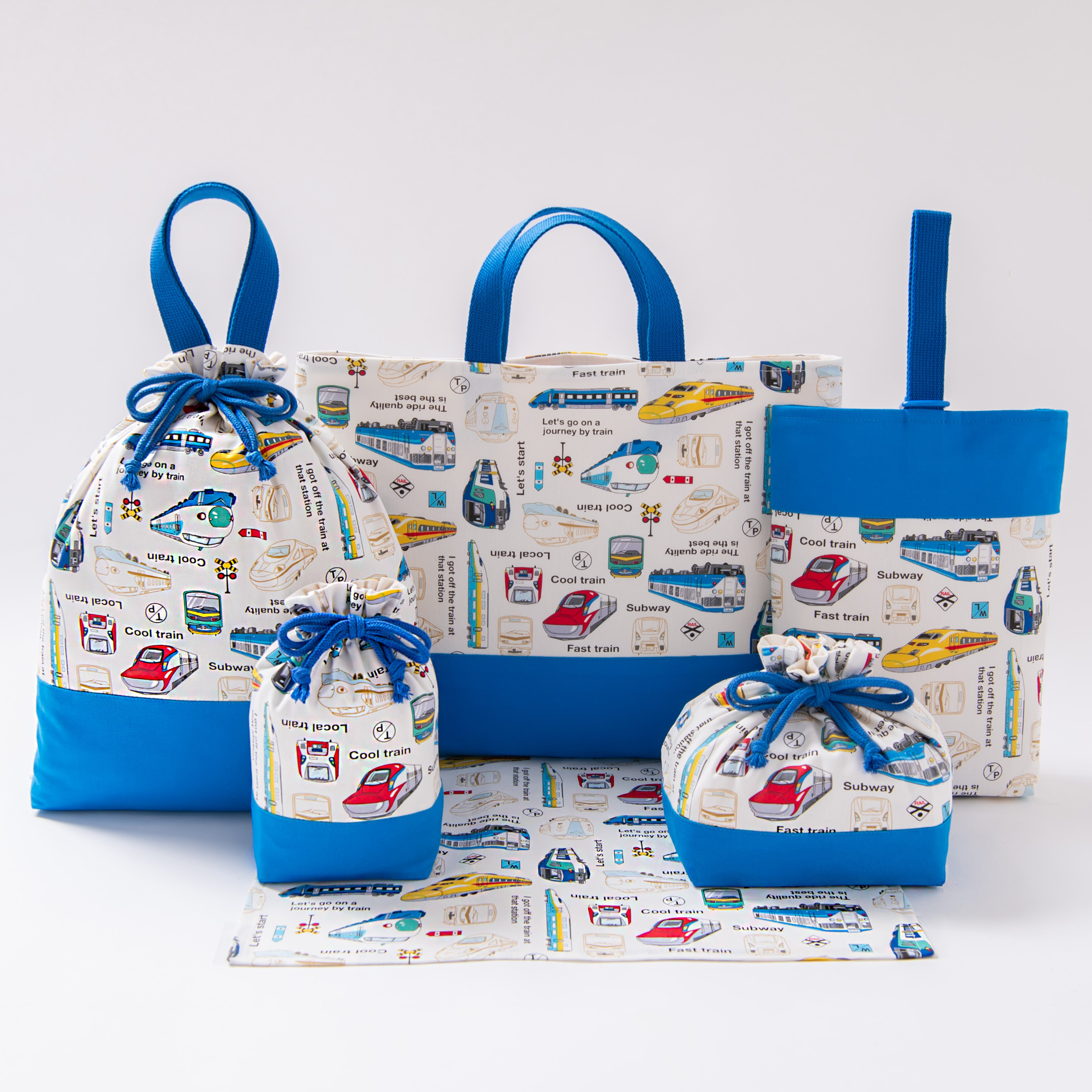 入園入学６点セット　大人気・新幹線のグッズ　長くきれいに使えるレッスンバッグ・上履き入れ　★新幹線・白★