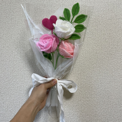☆カラー選択 バラ セミオーダー 花束 ブーケ 薔薇 毛糸 ニット