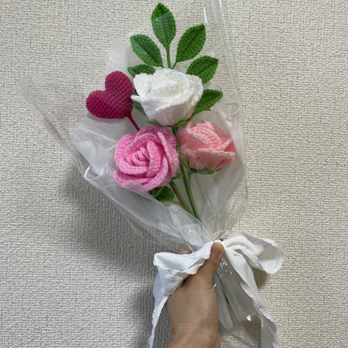 ☆カラー選択 バラ セミオーダー 花束 ブーケ 薔薇 毛糸 ニット