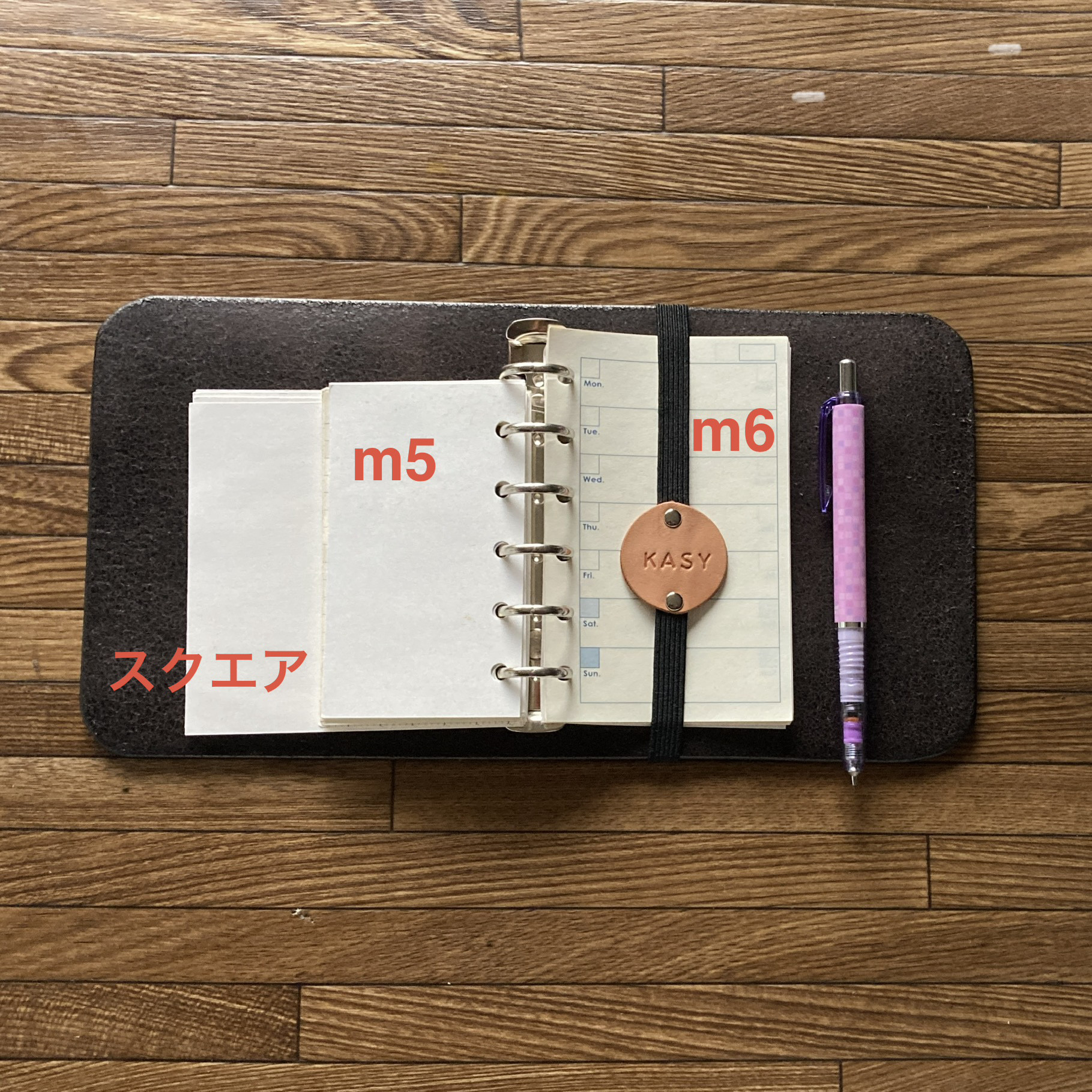 内径19【m5m6・3typesﾘﾌｨﾙ対応・とってもシンプル oilｼｭﾘﾝｸ 焦茶】システム手帳