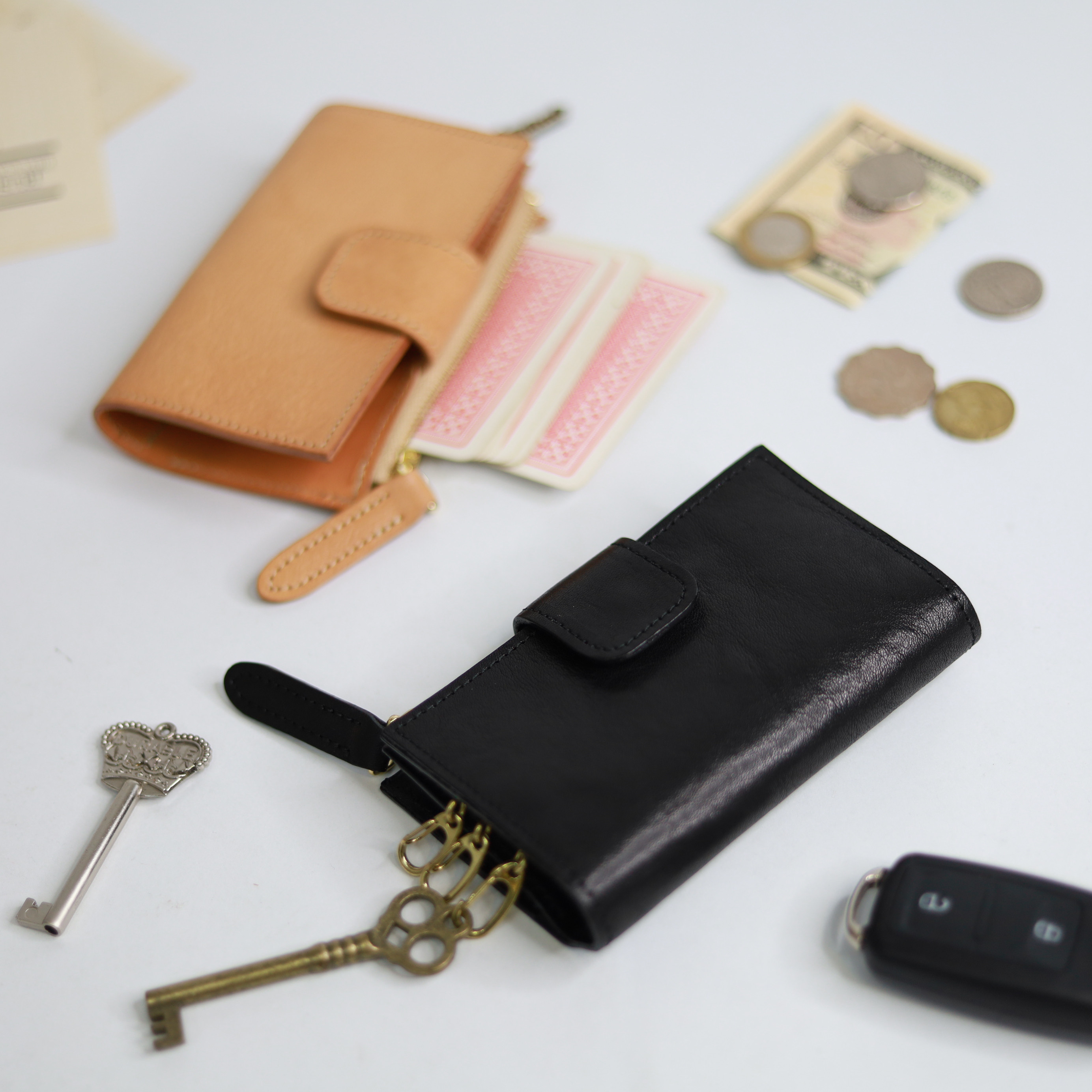 キーケース ファスナー ポケット レザー 革 鍵 スマートキー対応 車 メンズ レディース gl-00008