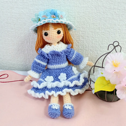 ✿〈受注制作〉ブルードレスの女の子 着せ替えあみぐるみ あみぐるみ